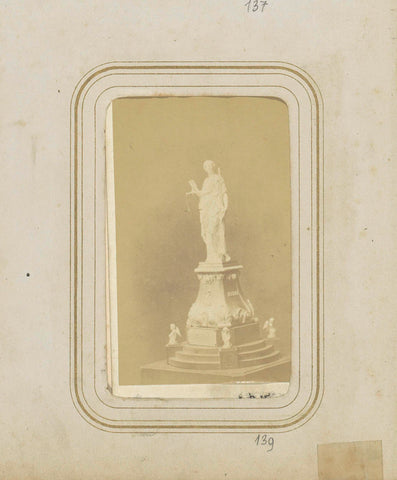 Monument in silver depicting Lady Justice on a pedestal surrounded by angels, Albert Greiner, 1862 - c. 1889 Canvas Print