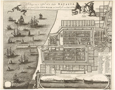 Map of Batavia, c. 1740, anonymous, 1725 - 1751 Canvas Print