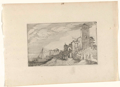 Tower and gate on the coast, Willem van Nieulandt (II), 1594 - 1685 Canvas Print