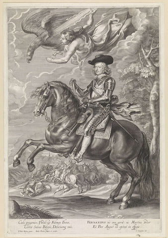 Equestrian portrait of the cardinal-infant Ferdinand of Austria, Paulus Pontius, 1616 - 1657 Canvas Print