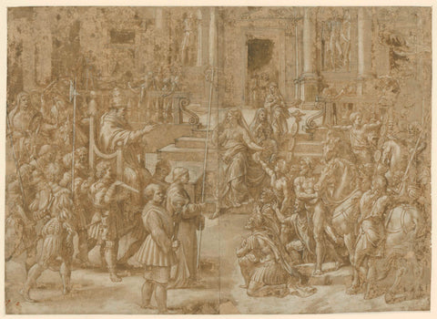 The Donation of Constantine, Giulio Romano, 1520 - 1524 Canvas Print