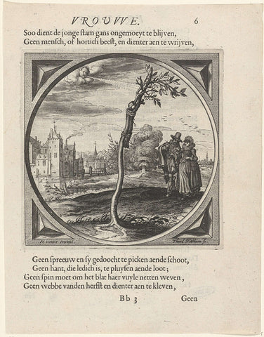 Man and woman at a young tree, Theodor Matham, 1625 Canvas Print