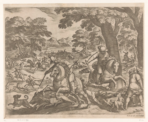 Hunting of wild boar, bears and deer, Antonio Tempesta, 1599 Canvas Print