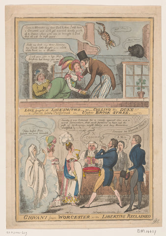 Cartoon about the marriage of the Marquis of Worcester and Anne Francis Culling Smith, 1822, Robert Isaac Cruikshank, 1822 Canvas Print