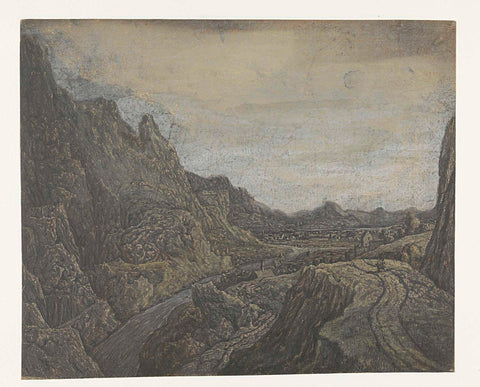 Rocky Landscape with a Road and a River, Hercules Segers, c. 1622 - c. 1625 Canvas Print