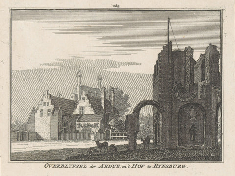 View of the ruins of the abbey and the Hof van Rijnsburg, Hendrik Spilman, 1750 - 1792 Canvas Print