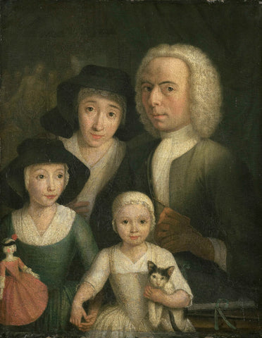 Self Portrait with his Wife Sanneke van Bommel and their two Children, Hendrik Spilman, 1761 - 1784 Canvas Print