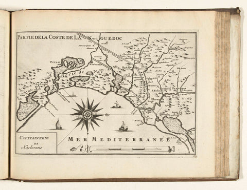 Map of the French south coast near Narbonne, 1726, anonymous, 1726 Canvas Print