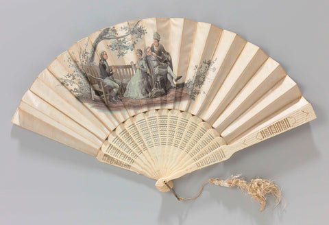 Folding fan with a representation after the painting 'Le prétendu' by Prosper-Etienne Berne-Bellecour, Auguste Lauronce, in or after 1876 - c. 1880 Canvas Print