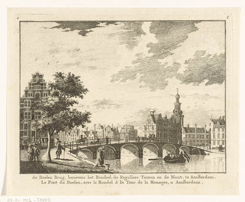 View of the Doelenbrug in Amsterdam, Jacob Cats (1741-1799), c. 1770 Canvas Print