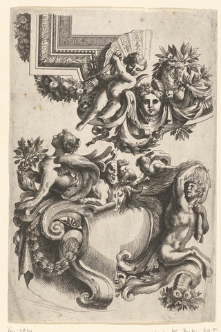 Cartouche ceiling, Cornelis Galle (II), after c. 1650 - before 1678 Canvas Print