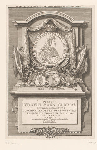 Monument in honour of Louis XIV in the town hall of Troyes, Sébastien Leclerc (I) (attributed to), 1687 Canvas Print