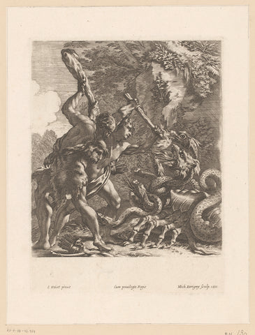 Hercules kills the hydra of Lerna, Michel Dorigny, 1651 Canvas Print