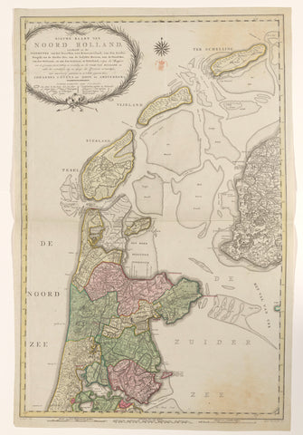 Map of North Holland, divided into hoogheemraadschappen, 1796, Cornelis van Baarsel, 1796 Canvas Print