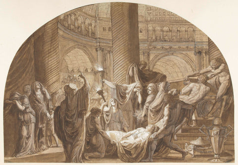 Antique Funeral Scene in a Mausoleum, Luigi Ademollo, c. 1795 Canvas Print