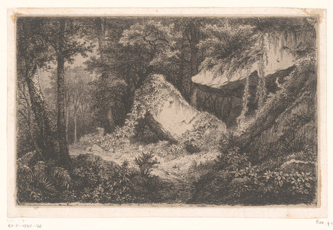 Overgrown rocks in a forest, Eugène Bléry, 1849 Canvas Print