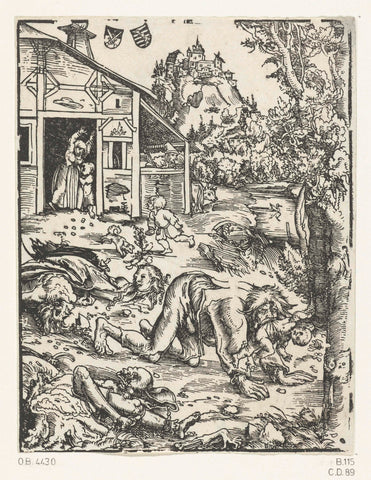 Werewolf with Child and Torn Bodies, Lucas Cranach (I), 1510 - 1515 Canvas Print