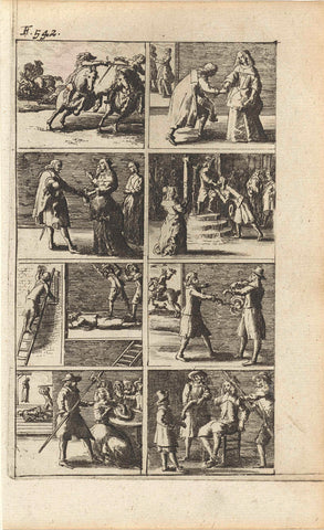 Story with depictions of murder and death penalty (F. 542.), Abraham Dircksz. Santvoort, 1667 Canvas Print