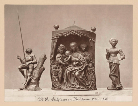 Three medieval sculptures from boxwood, anonymous, 1869 - 1887 Canvas Print