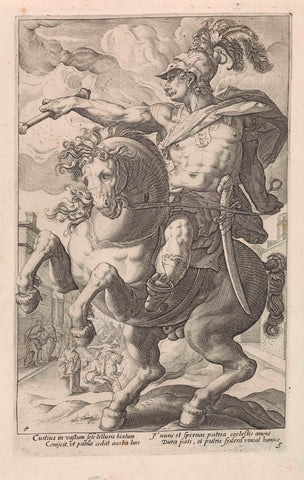 Marcus Curtius on horseback, anonymous, 1645 - 1706 Canvas Print