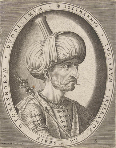 Portret van Suleyman I de Grote, Pieter van der Heyden, c. 1540 - 1566 Canvas Print