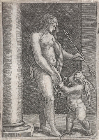 Venus en Cupido, Marcantonio Raimondi, 1510 - 1570 Canvas Print