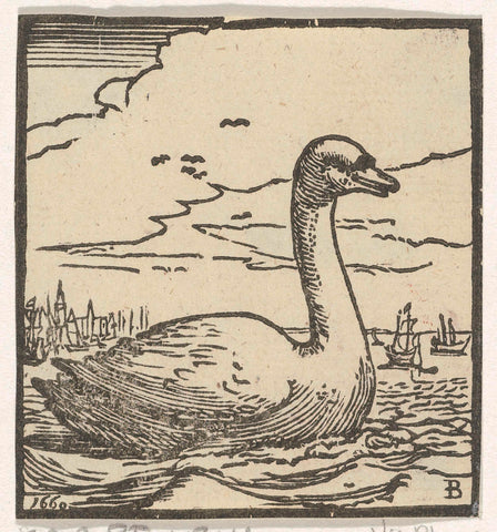 Swimming swan, Dirck de Bray, 1660 Canvas Print