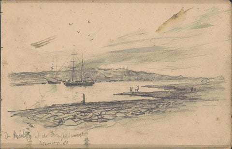 View of the Bussesundet with two ships, including the Willem Barents, Louis Apol, 1880 Canvas Print