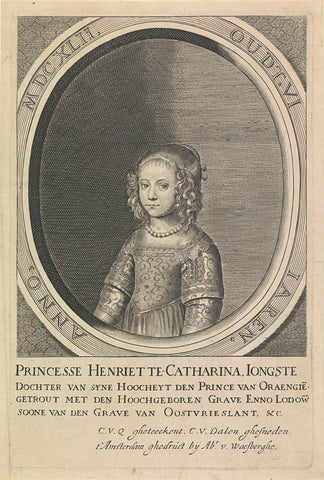 Portrait of Henriëtte Catharina, Princess of Orange, at the age of 6, Cornelis van Dalen (I), 1642 Canvas Print