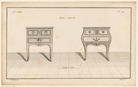 Twee commodes, Nicolas Dupin, 1772 - 1779 Canvas Print