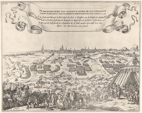 Siege of Valenciennes, 1567, Frans van den Wijngaerde, 1643 - 1645 Canvas Print