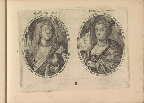 Portraits of Maria de' Medici and Elisabeth of Spain, both as shepherdess, Crispijn van de Passe (II), 1640 Canvas Print