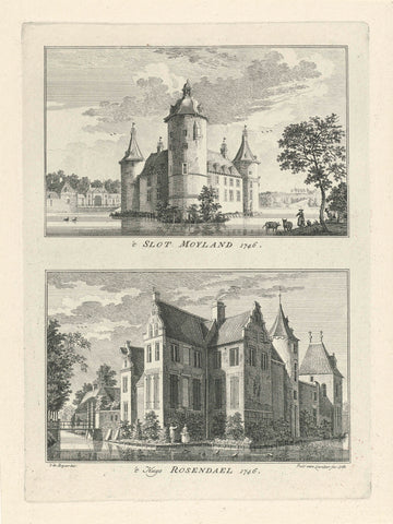 Moyland Castle and House Rosendal, 1746, Paulus van Liender, 1760 - 1792 Canvas Print