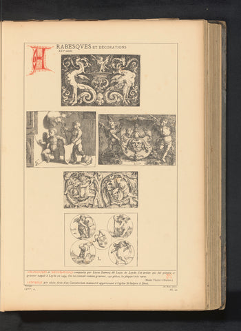 Reproduction of five designs of wall decorations by Lucas van Leyden, anonymous, c. 1875 - in or before 1880 Canvas Print