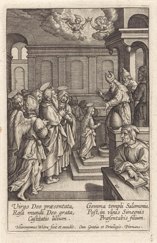 Presentatie van Maria in de tempel, Hieronymus Wierix, 1563 - before 1619 Canvas Print