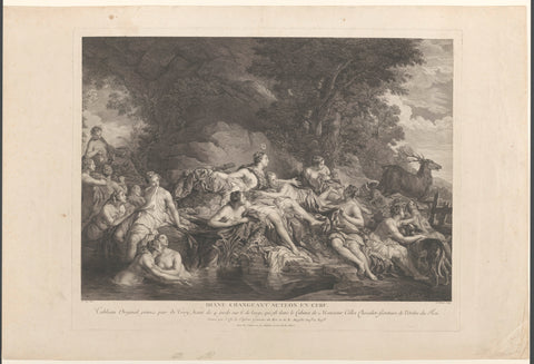 Diana turns Actaeon into a deer, Jean Charles Levasseur, 1744 - 1816 Canvas Print