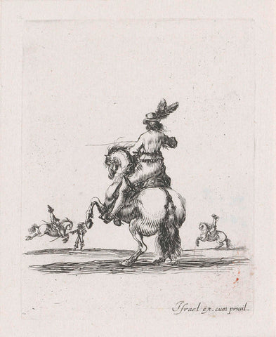 Rider seen on a rising horse on the back, Stefano della Bella, 1620 - 1664 Canvas Print