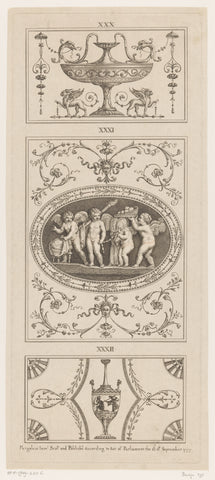 Ornamentele vazen en medaillon met putti, Michelangelo Pergolesi, 1777 Canvas Print