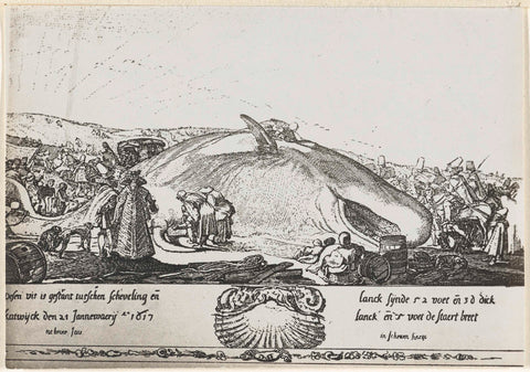 Whale stranded between Katwijk and Scheveningen, 1617, A.B. van Deinse, 1917 Canvas Print