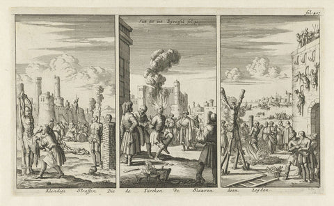 Severe mistreatment of Christian slaves by the Turks, Jan Luyken, 1684 Canvas Print