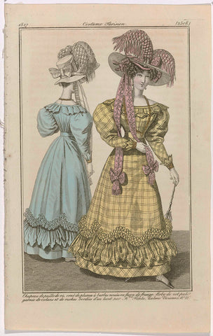 Journal des Dames et des Modes, Costume Parisien, 5 June 1827, (2508): Chapeaux de paill (...), anonymous, 1827 Canvas Print