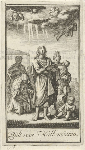 Figures in prayer, Jan Luyken, 1714 Canvas Print