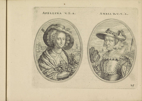 Portraits of Magdalena van de Passe and an unknown woman, both as shepherdess, Crispijn van de Passe (II), 1640 Canvas Print