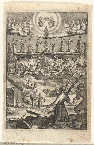 Emblem with clergyman and man who pray to God and the saints with their request to live in virtue, Boetius Adamsz. Bolswert, 1623 Canvas Print