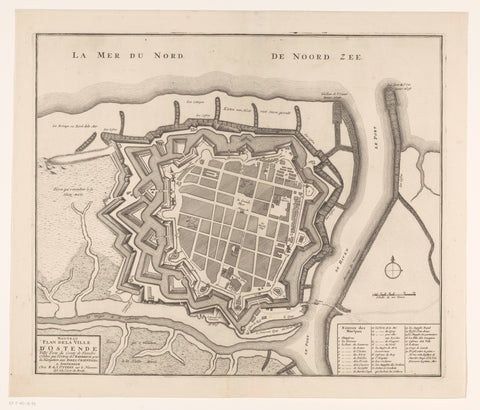 Map of Ostend, anonymous, 1726 - 1742 Canvas Print