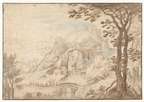 Mountain landscape with a river, Gilles of Coninxloo (II), 1554 - 1607 Canvas Print