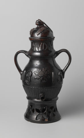 Coffee pot of dark brown glazed pottery, anonymous, 1815 Canvas Print