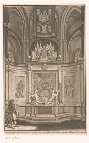 Mausoleum of Michiel de Ruyter in the Nieuwe Kerk in Amsterdam, Joseph Mulder, 1749-1770 Canvas Print