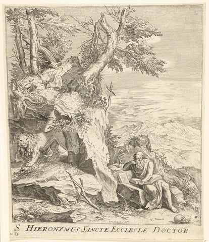 Landscape with reading Hieronymus, Cornelis Cort, c. 1700 - c. 1800 Canvas Print