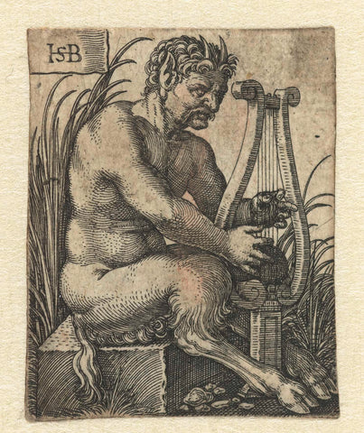 Satyr plays on a lyre, Hans Sebald Beham, c. 1510 - c. 1550 Canvas Print